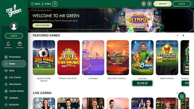 Mr Green casino screenshot